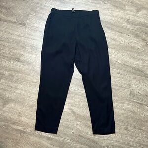 Eileen Fisher Crepe Pull On Tapered Black Pants‎